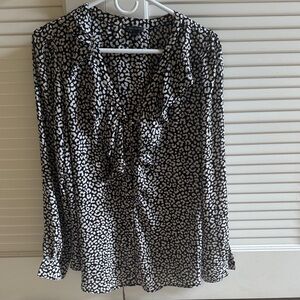 Ann Taylor Black and White Leopard Blouse